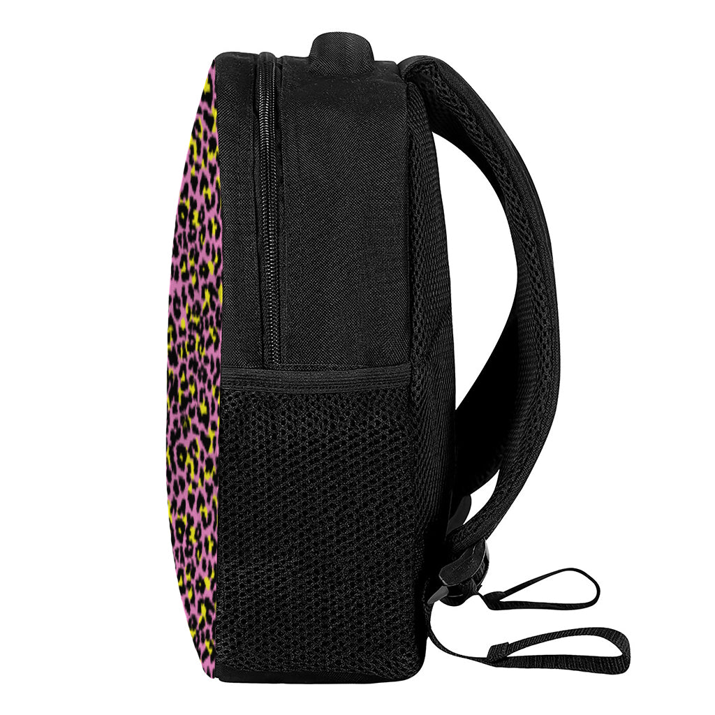 Pink And Yellow Leopard Print Casual Backpack