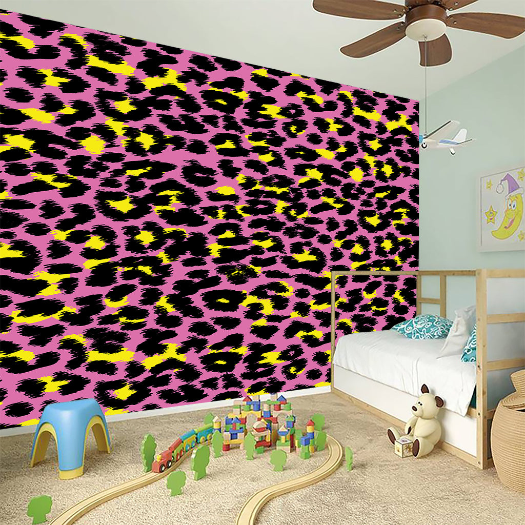 Pink And Yellow Leopard Print Wall Sticker