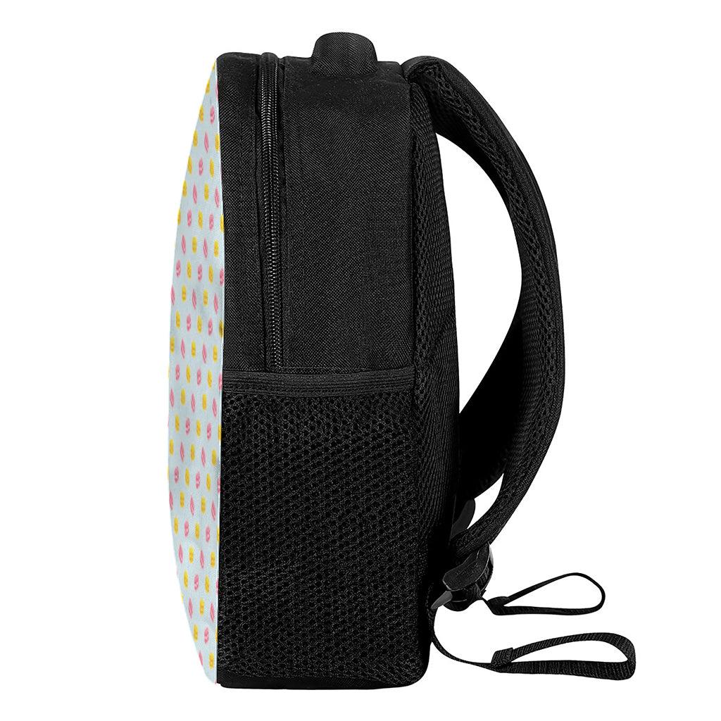 Pink And Yellow Macaron Pattern Print Casual Backpack