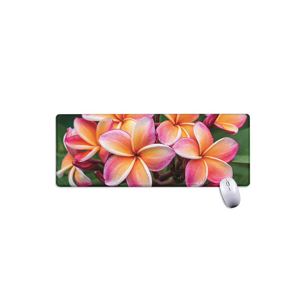 Pink And Yellow Plumeria Flower Print Extended Mouse Pad
