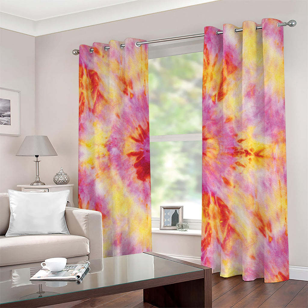 Pink And Yellow Tie Dye Print Extra Wide Grommet Curtains
