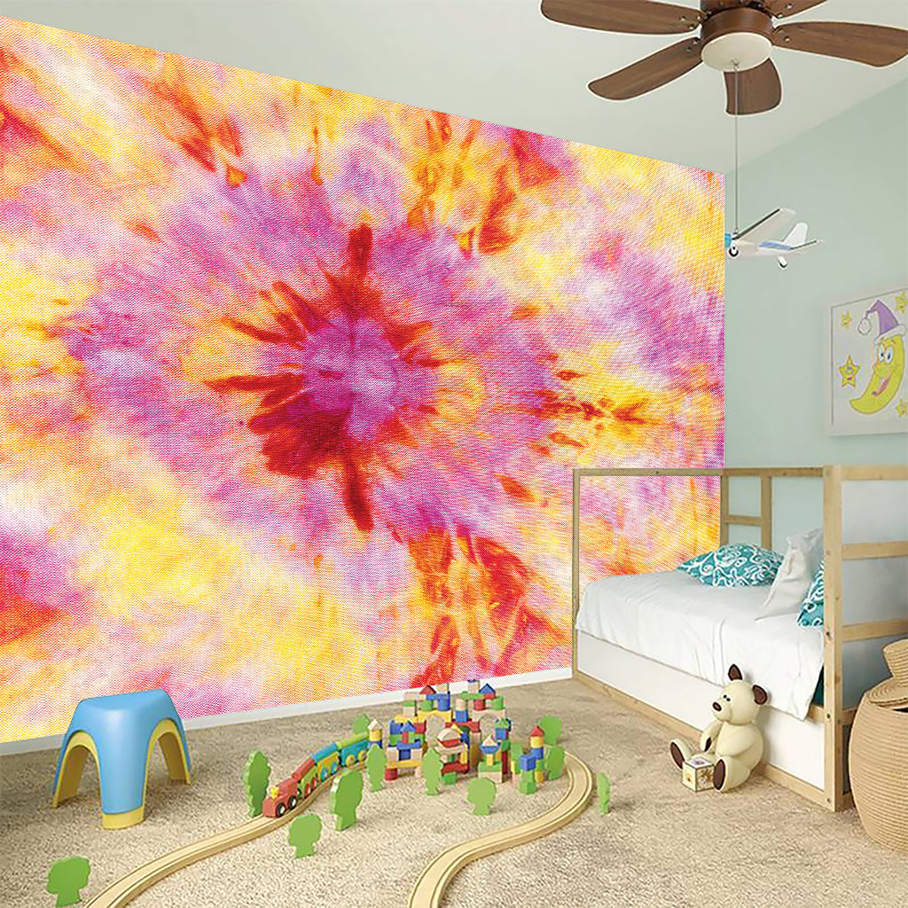 Pink And Yellow Tie Dye Print Wall Sticker
