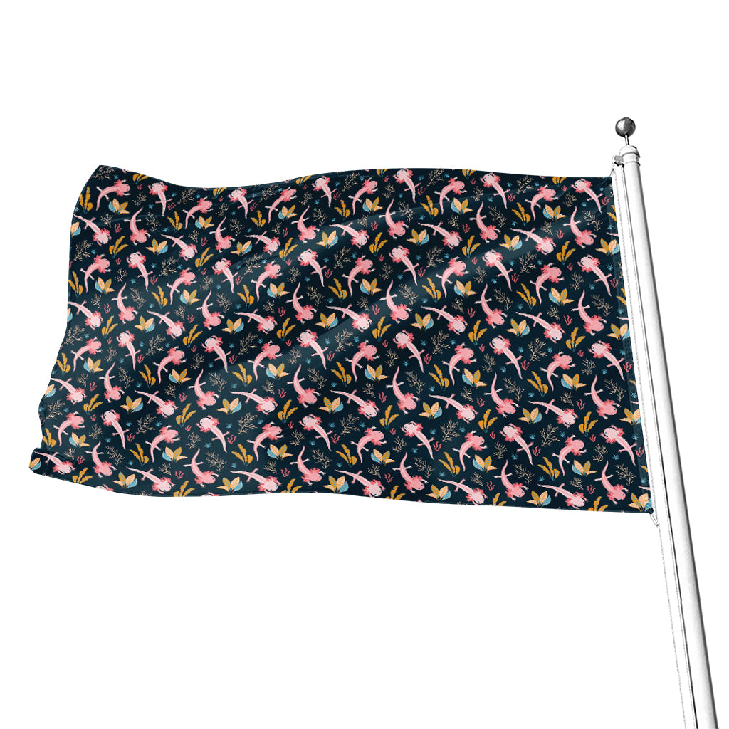 Pink Axolotl Pattern Print Flag