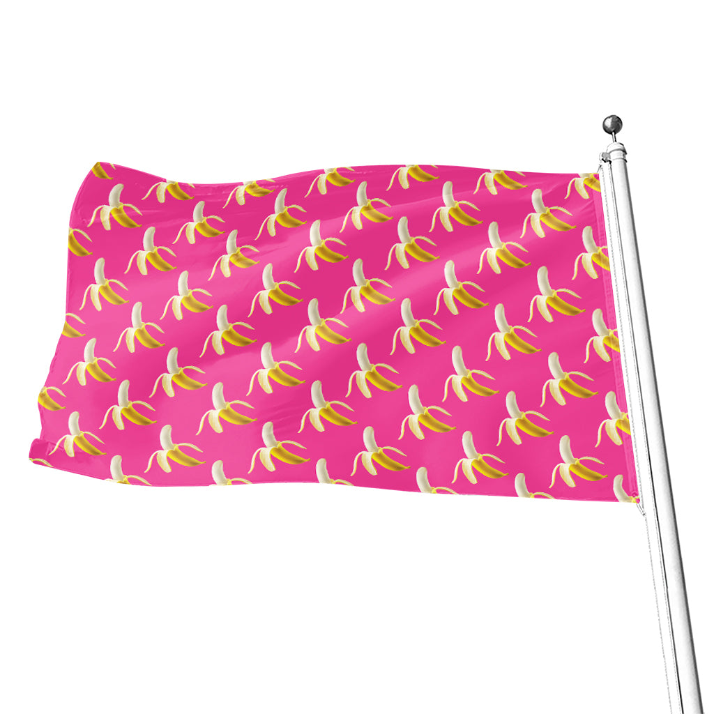 Pink Banana Pattern Print Flag