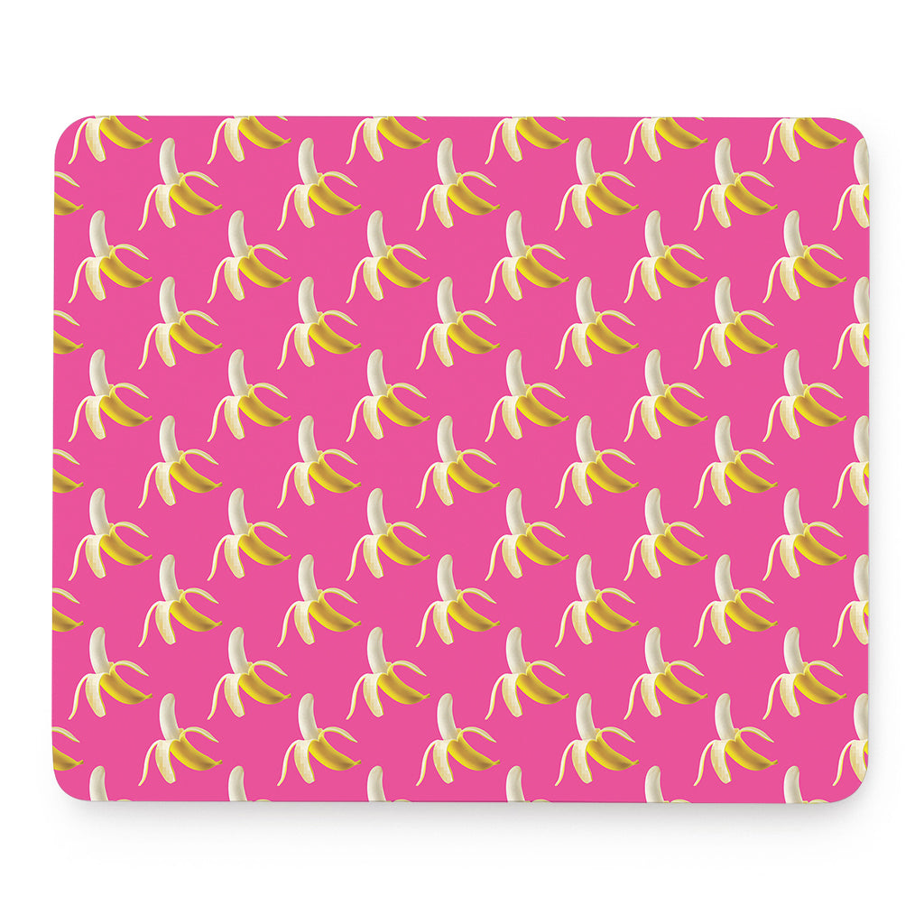 Pink Banana Pattern Print Mouse Pad