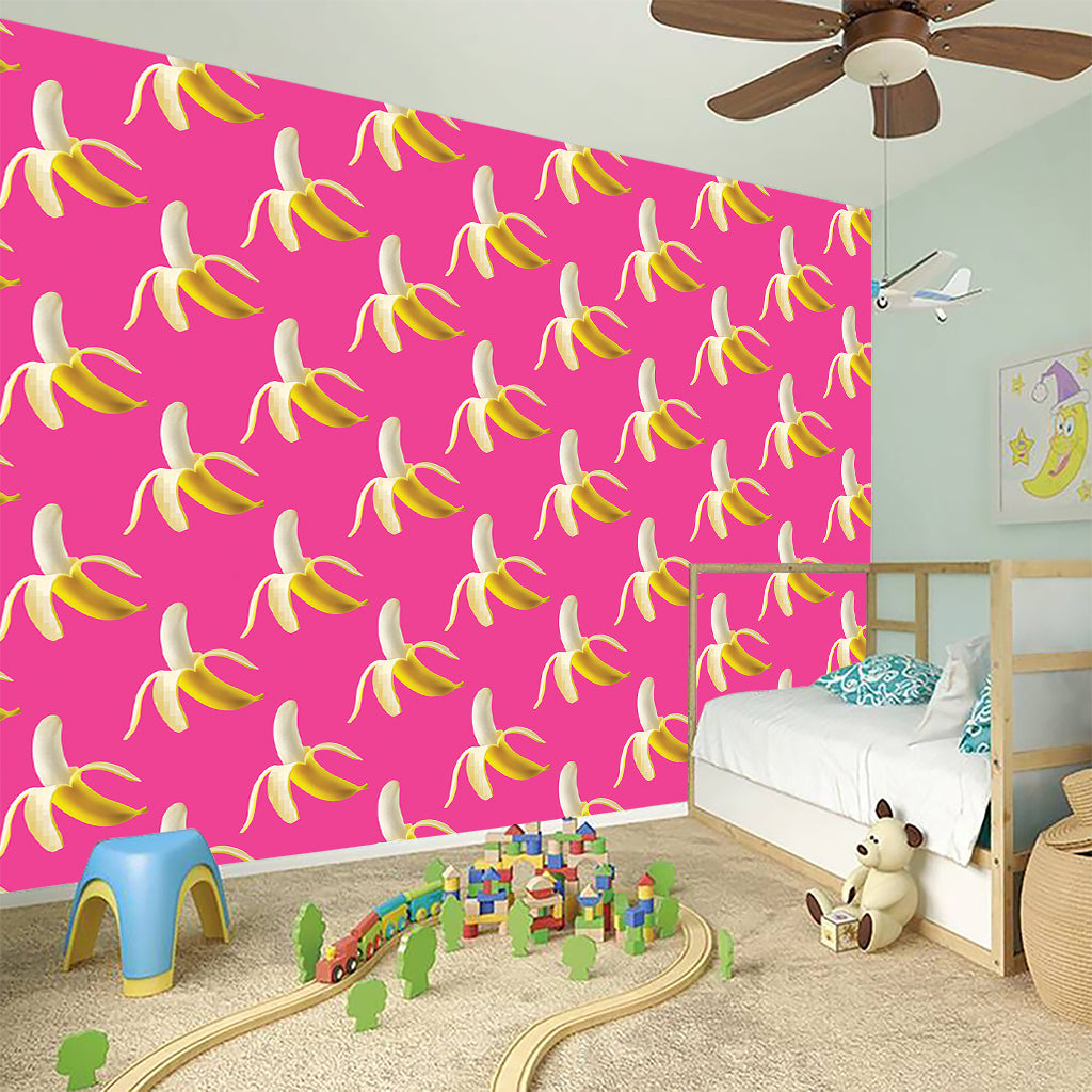 Pink Banana Pattern Print Wall Sticker