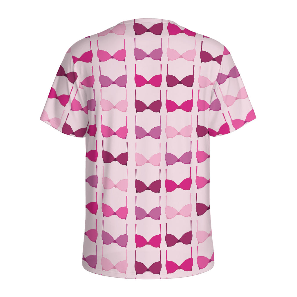 Pink Bra Breast Cancer Pattern Print Men's Sports T-Shirt