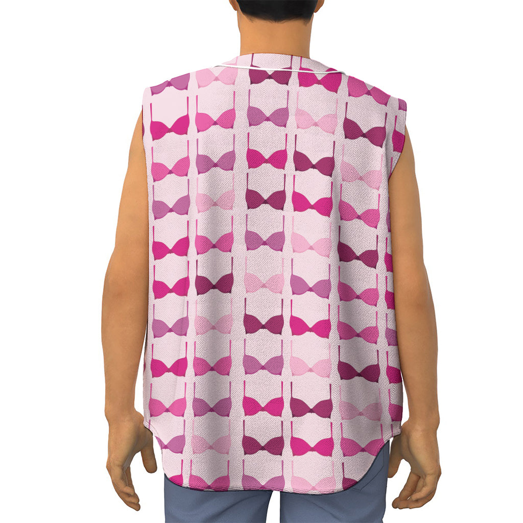 Pink Bra Breast Cancer Pattern Print Sleeveless Baseball Jersey