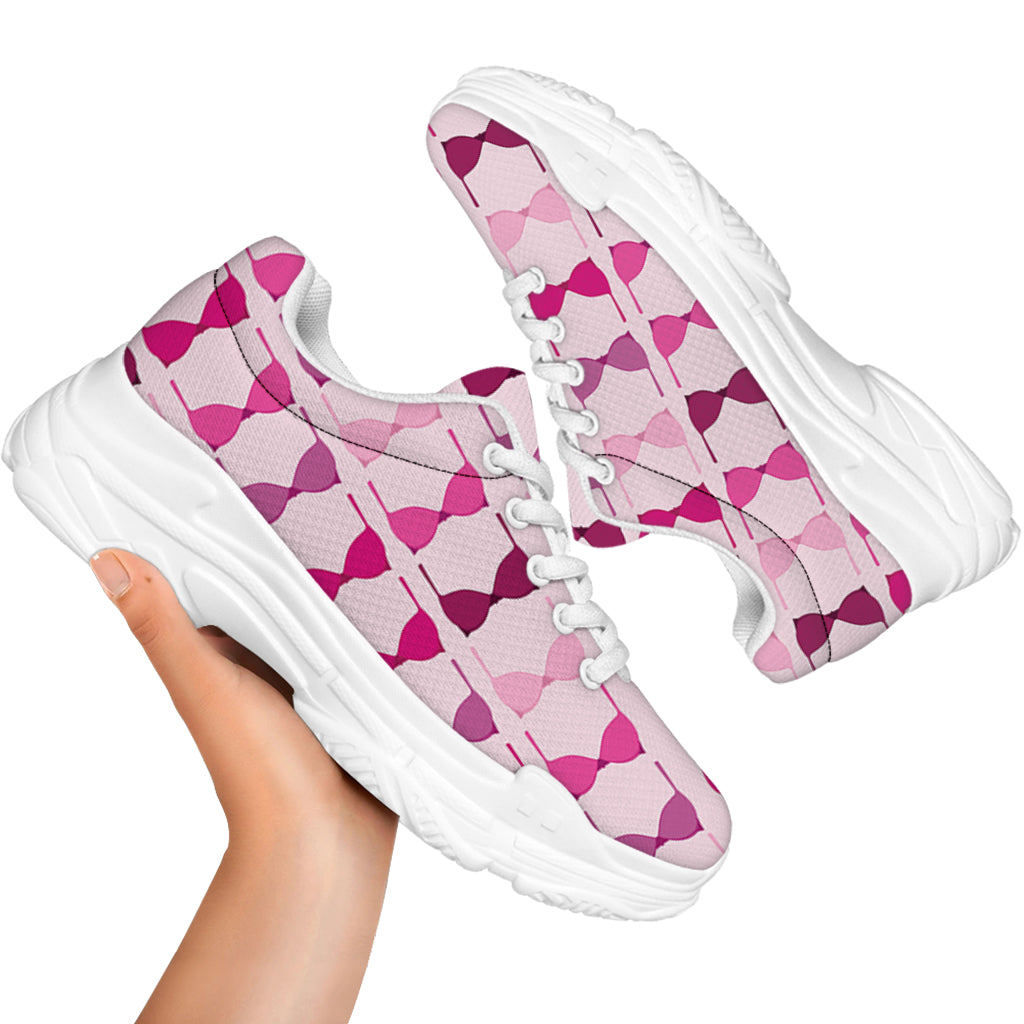 Pink Bra Breast Cancer Pattern Print White Chunky Shoes