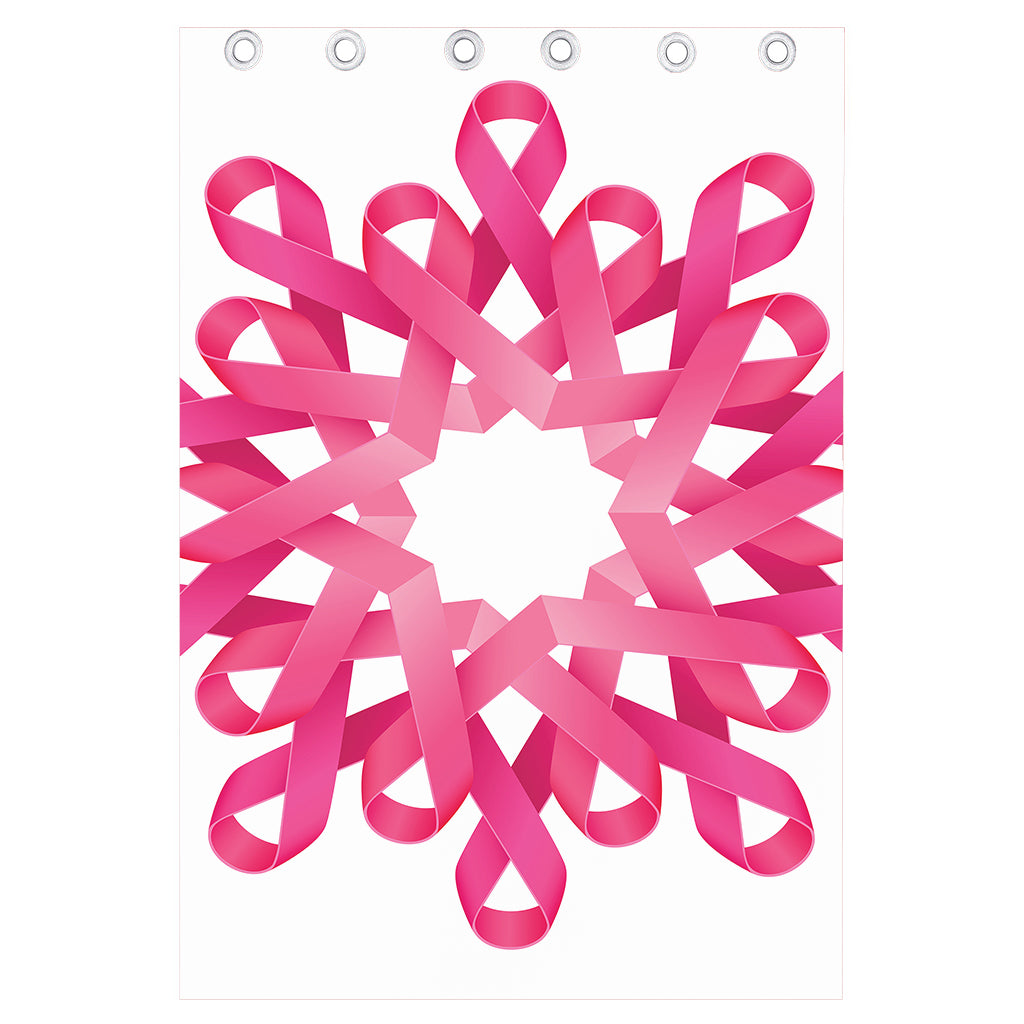 Pink Breast Cancer Ribbon Flower Print Curtain