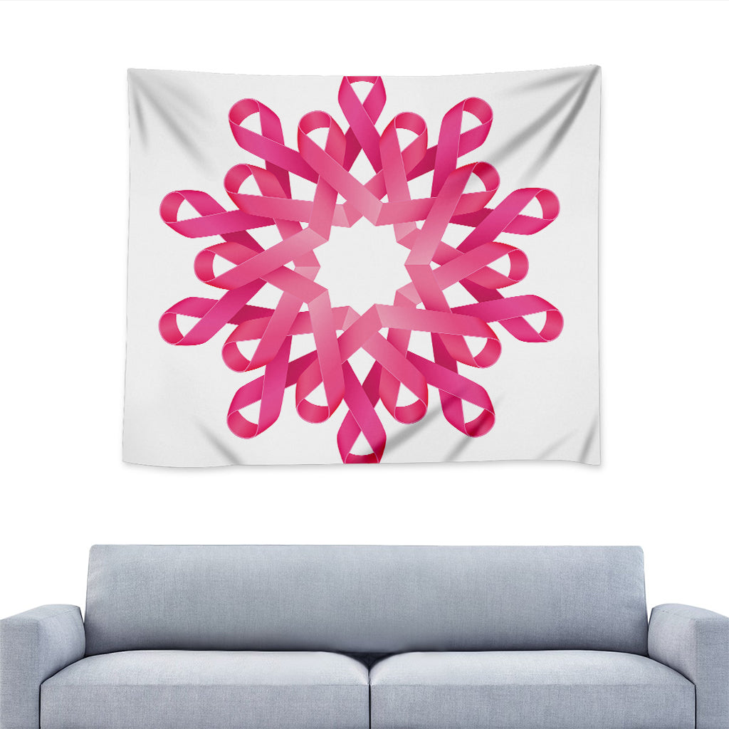 Pink Breast Cancer Ribbon Flower Print Tapestry