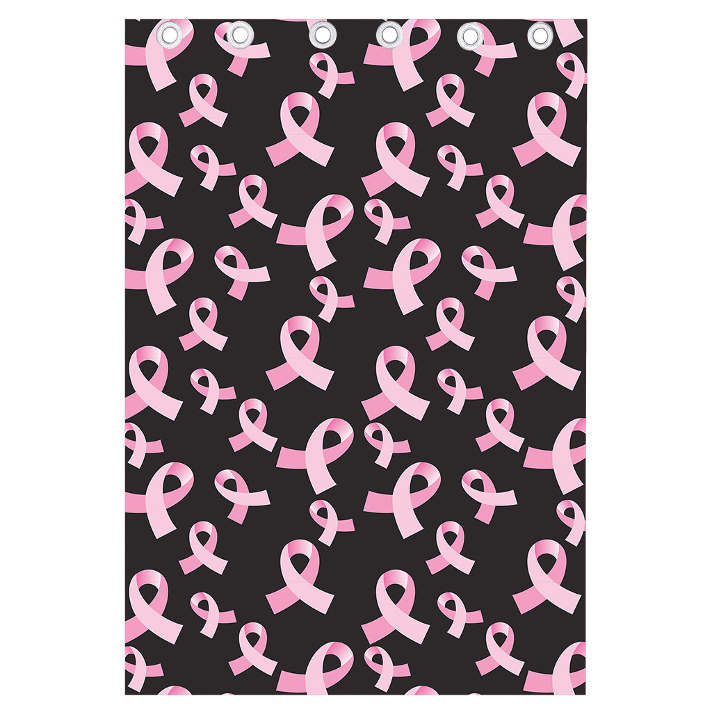 Pink Breast Cancer Ribbon Pattern Print Curtain