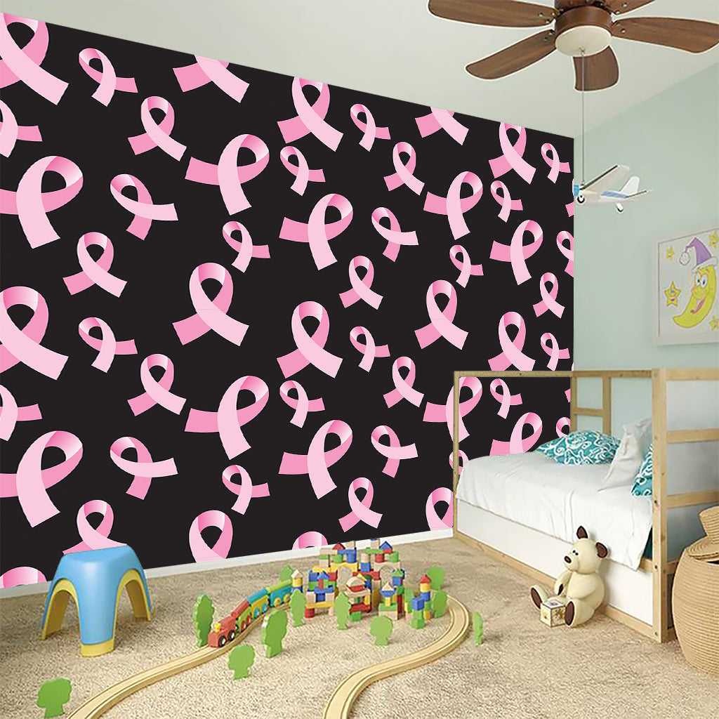 Pink Breast Cancer Ribbon Pattern Print Wall Sticker