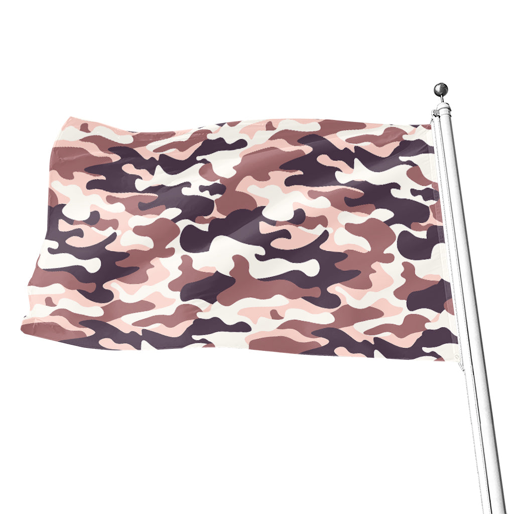 Pink Brown Camouflage Print Flag