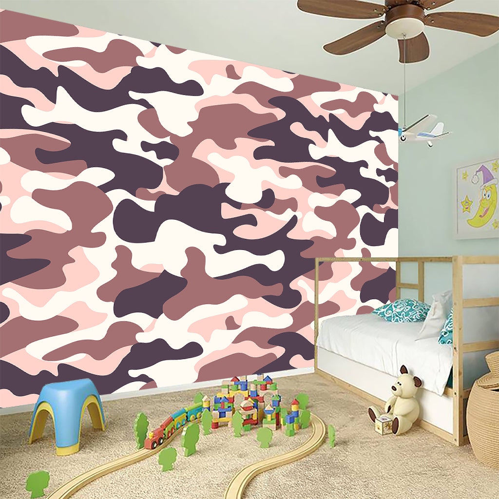 Pink Brown Camouflage Print Wall Sticker