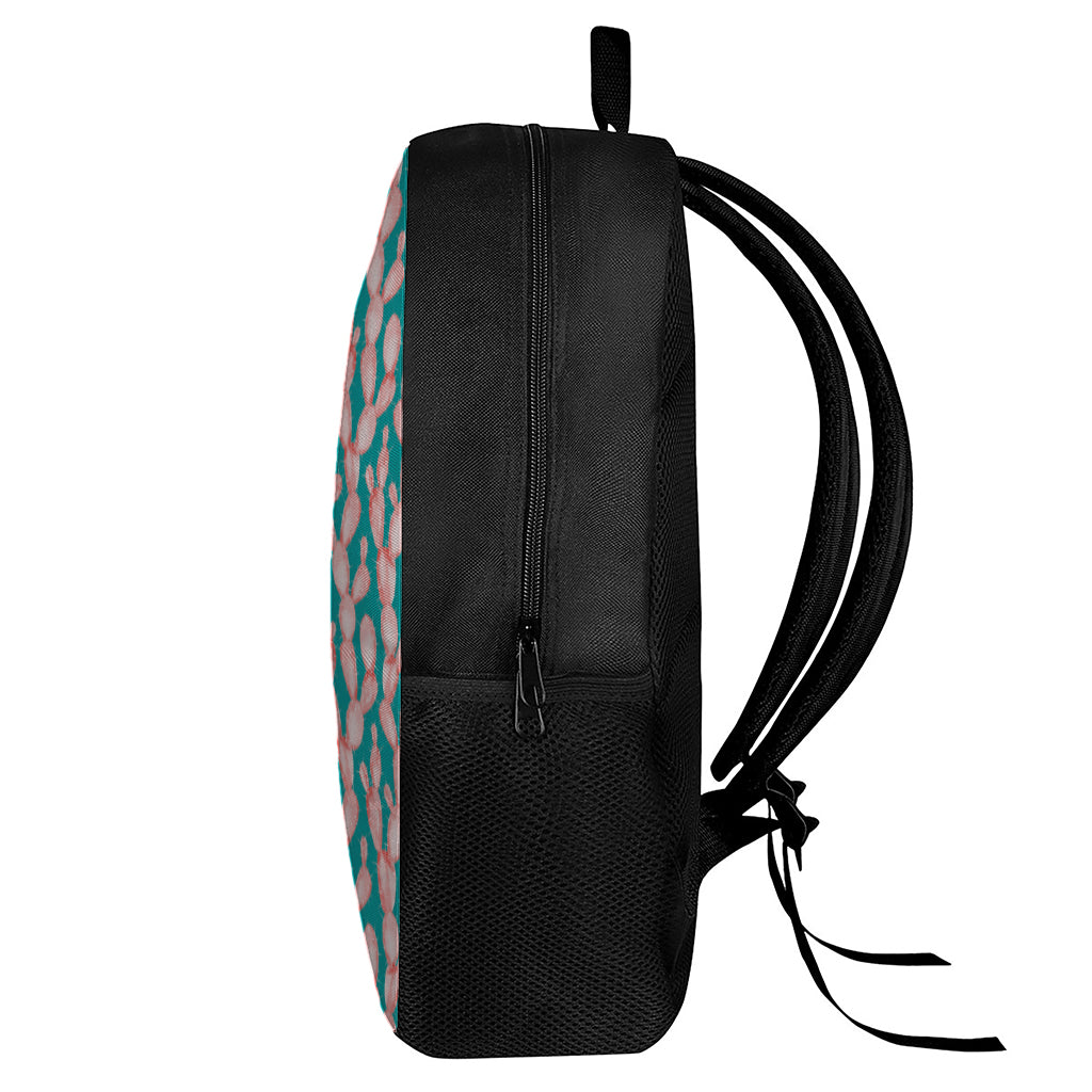 Pink Cactus Pattern Print 17 Inch Backpack