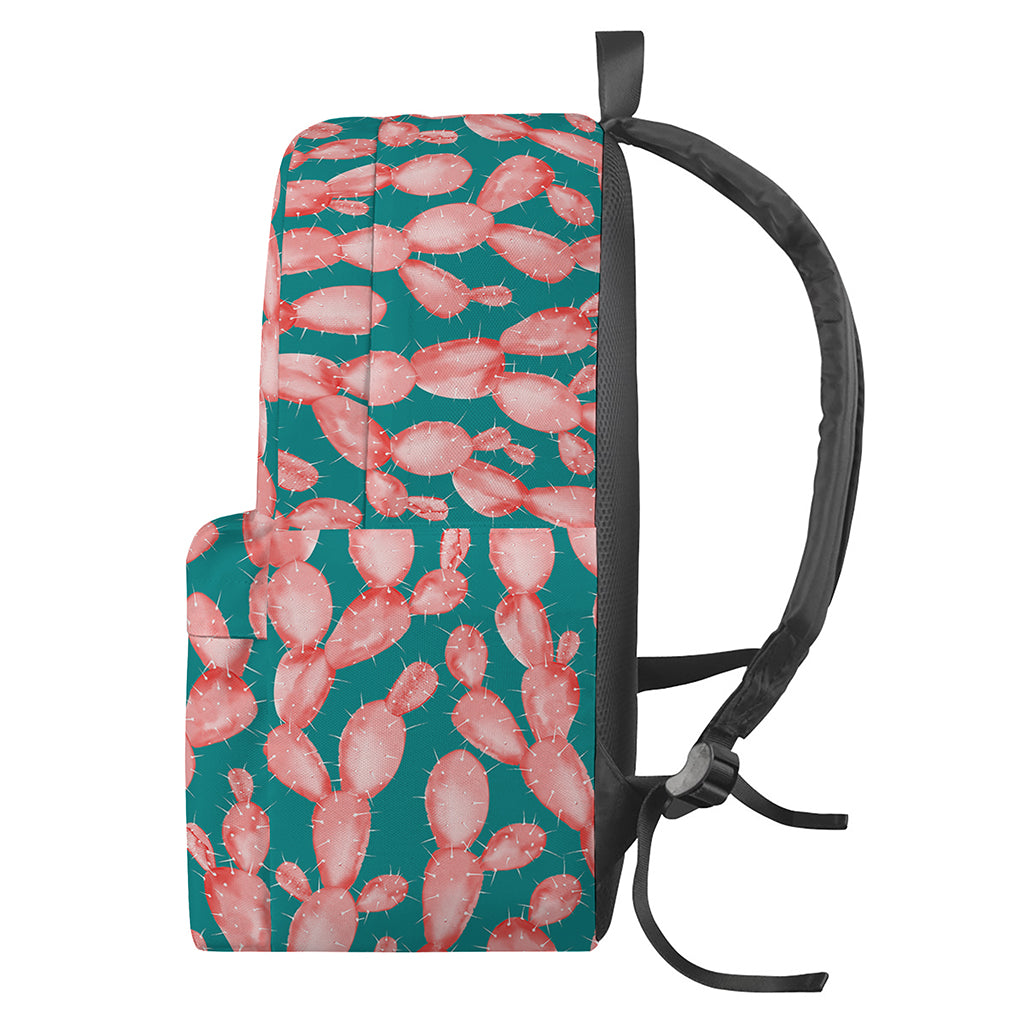 Pink Cactus Pattern Print Backpack