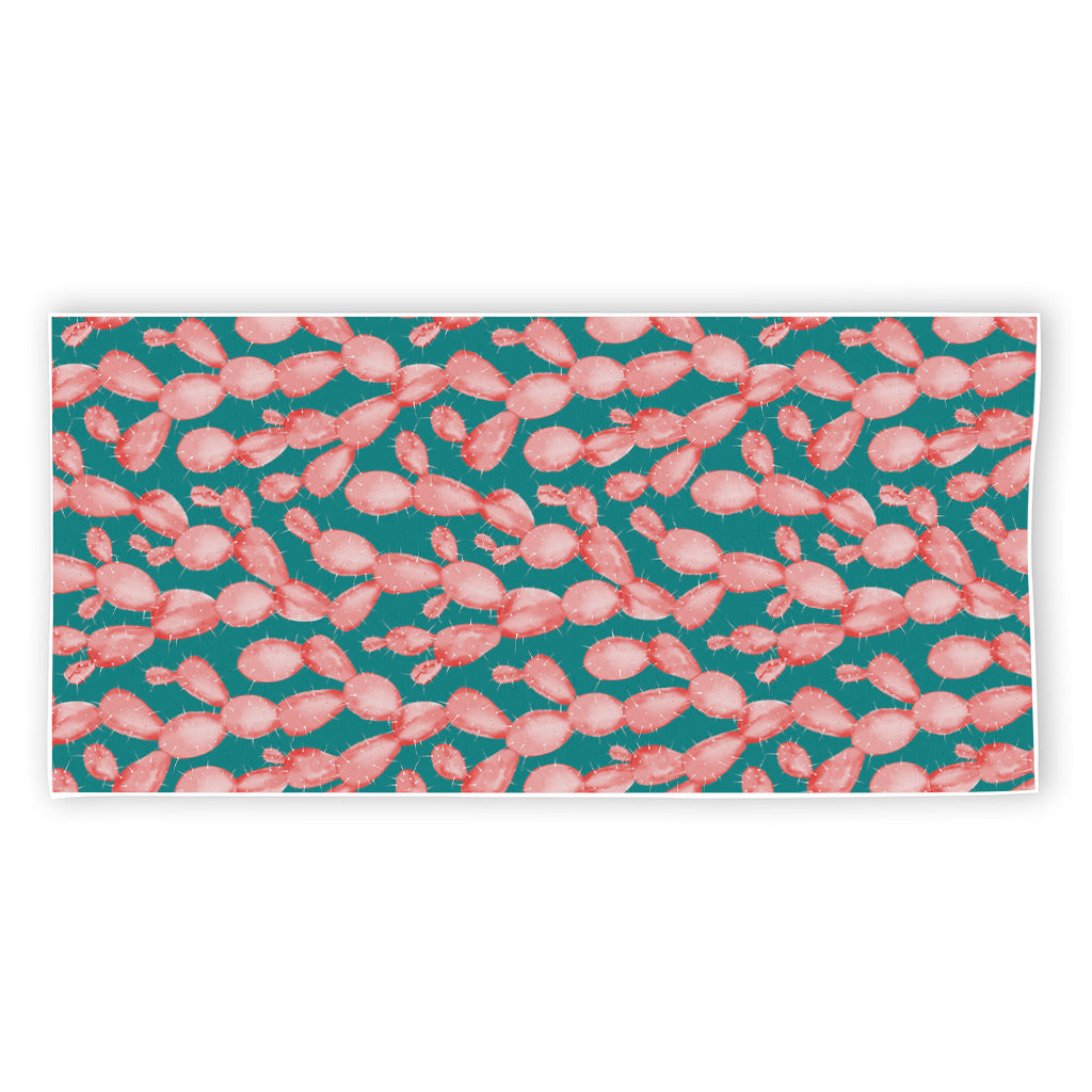 Pink Cactus Pattern Print Beach Towel