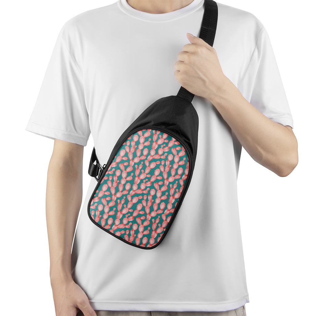 Pink Cactus Pattern Print Chest Bag