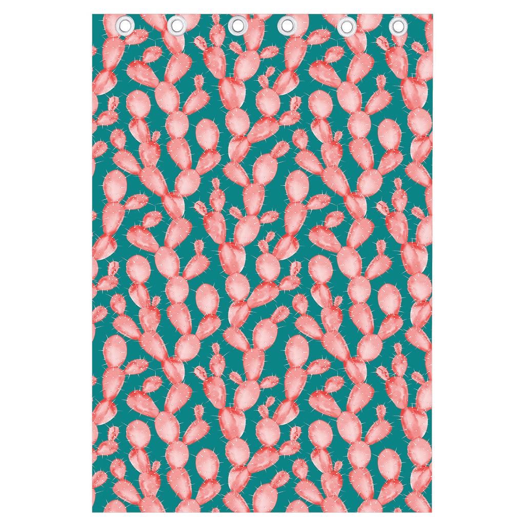 Pink Cactus Pattern Print Curtain