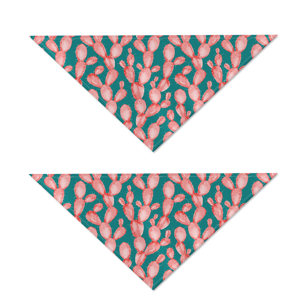 Pink Cactus Pattern Print Dog Bandana