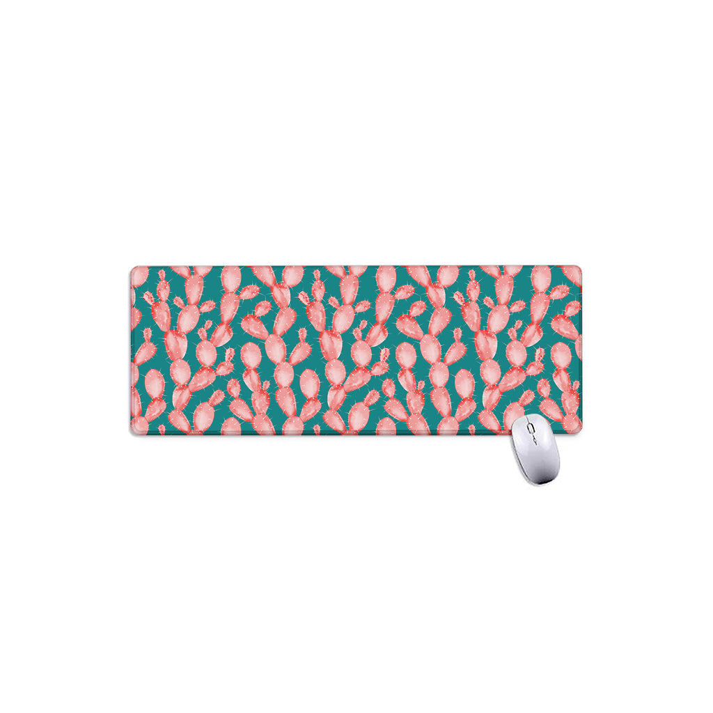 Pink Cactus Pattern Print Extended Mouse Pad