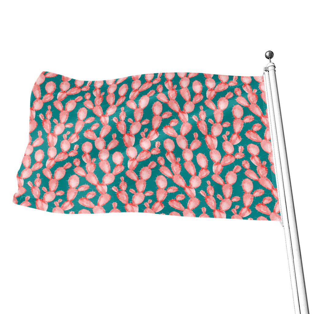 Pink Cactus Pattern Print Flag