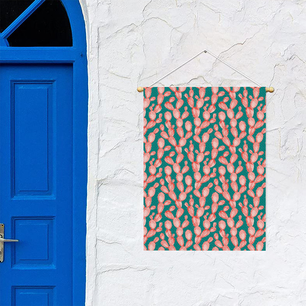 Pink Cactus Pattern Print Garden Flag