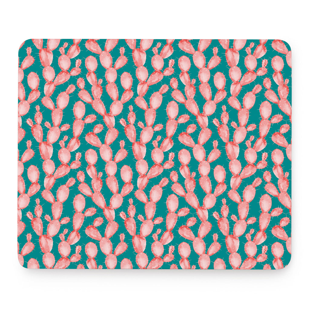 Pink Cactus Pattern Print Mouse Pad