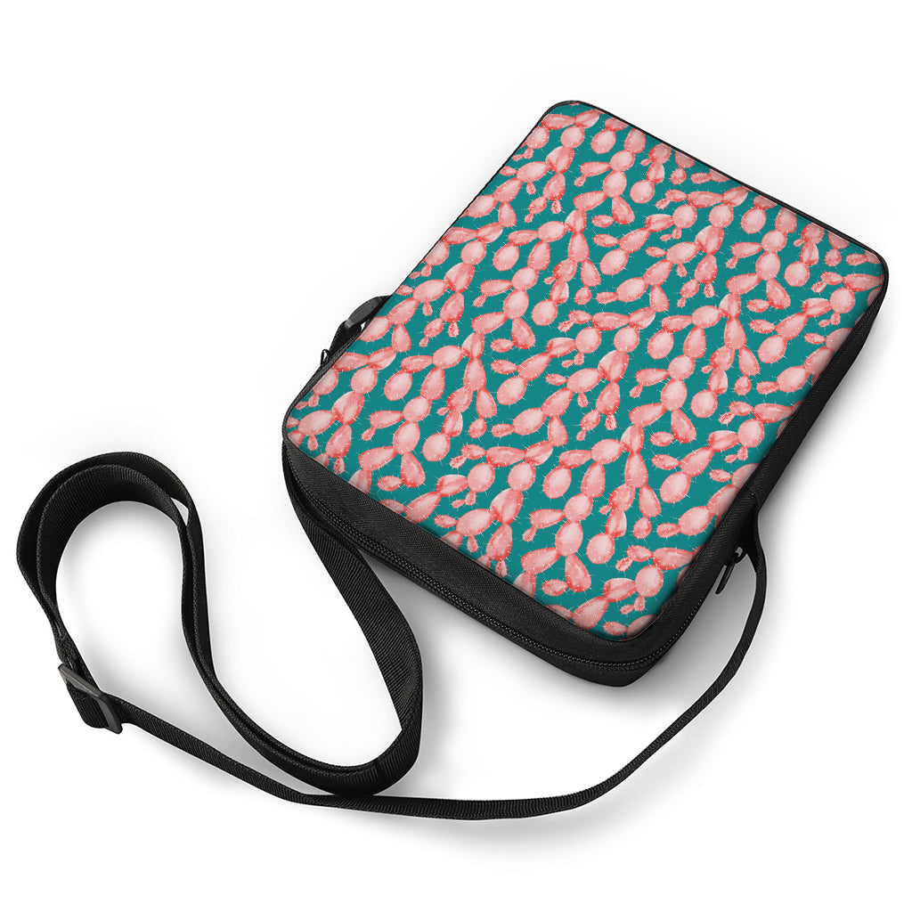 Pink Cactus Pattern Print Rectangular Crossbody Bag