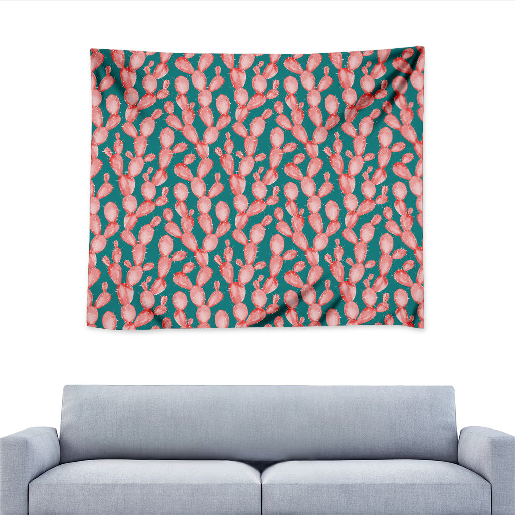 Pink Cactus Pattern Print Tapestry