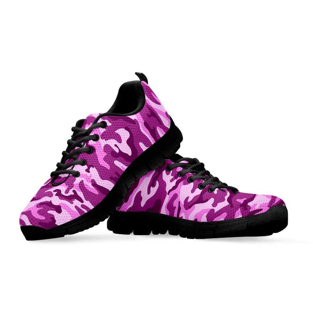 Pink Camouflage Print Black Running Shoes