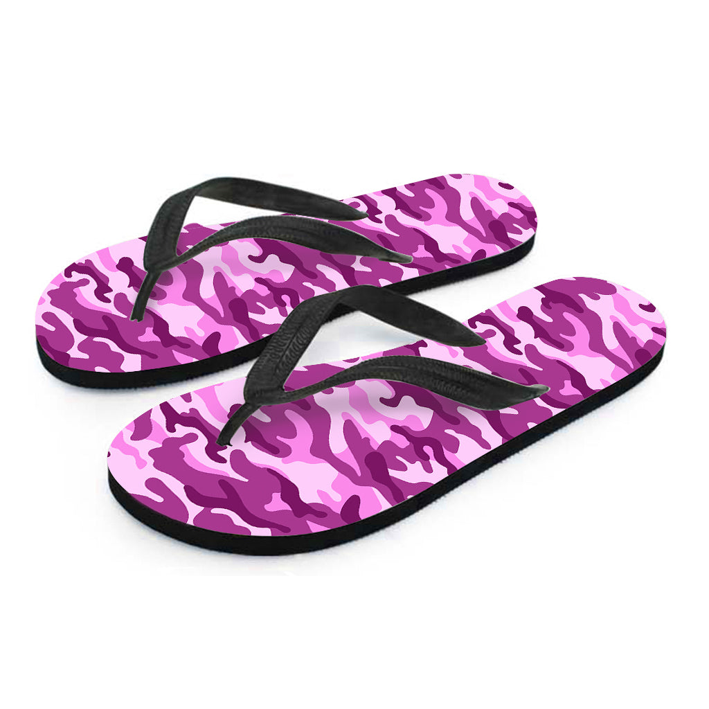 Pink Camouflage Print Flip Flops