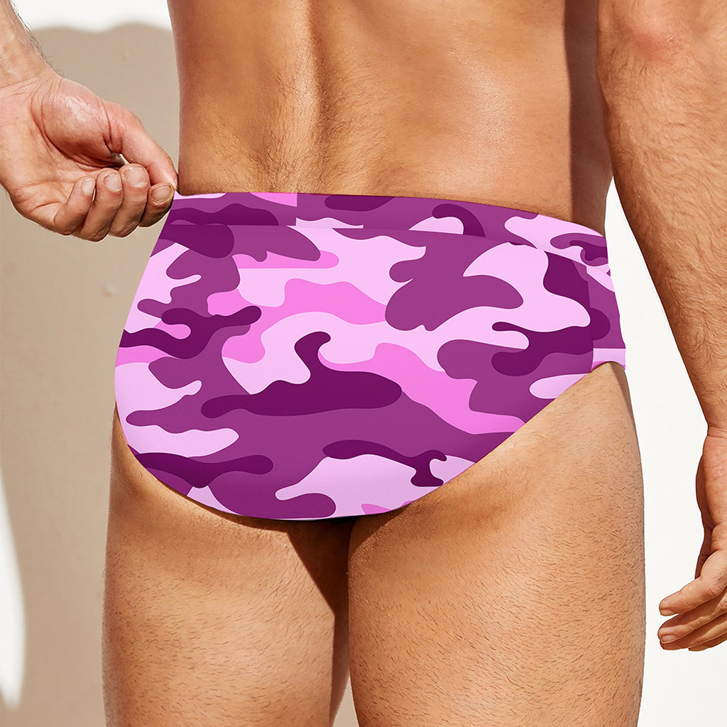 Pink Camouflage Print Men's Swim Briefs