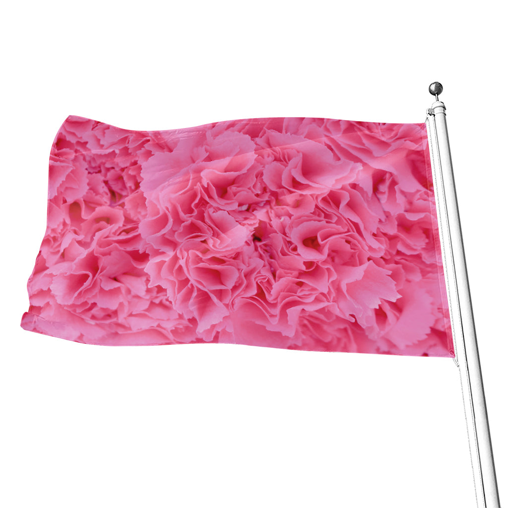 Pink Carnation Flower Print Flag