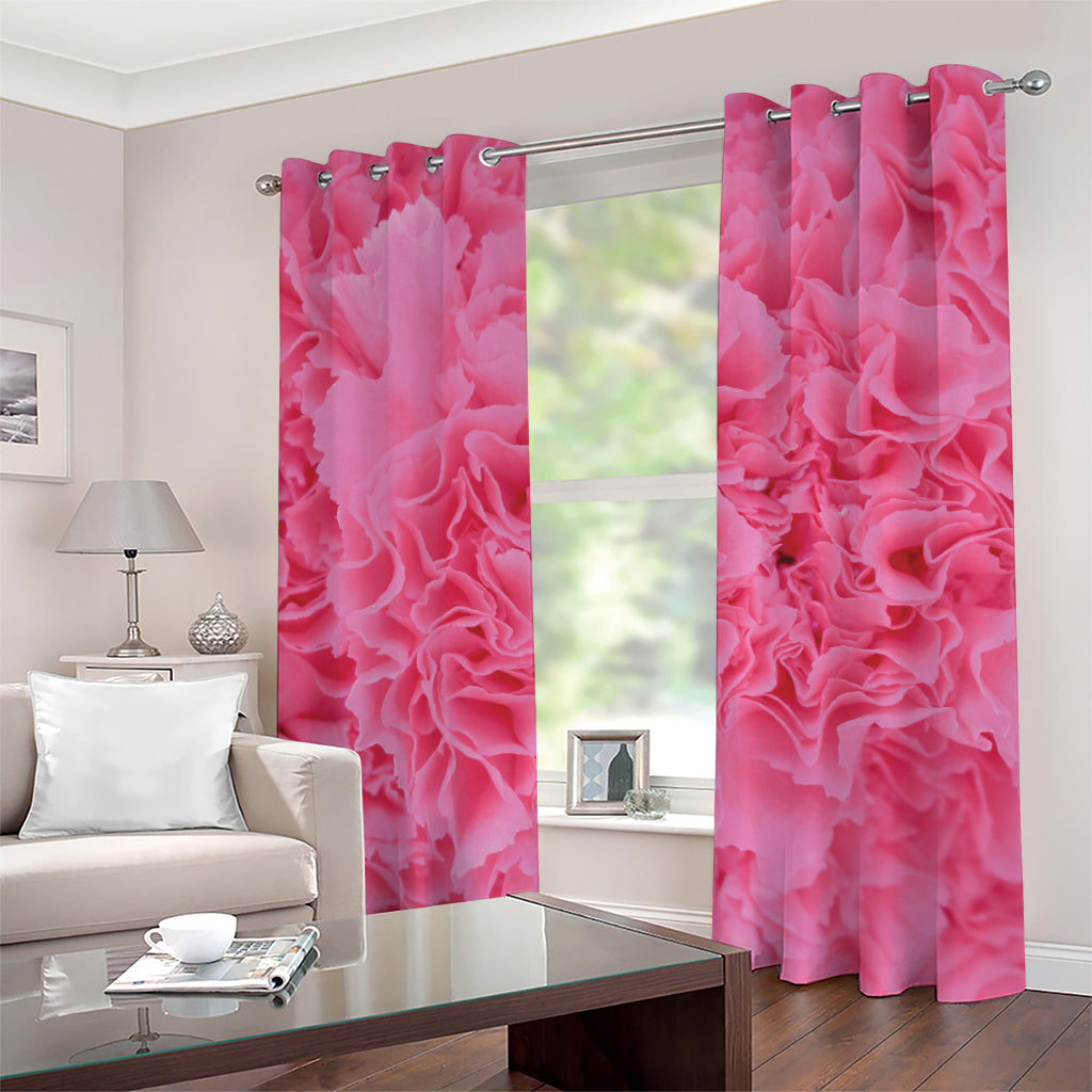Pink Carnation Flower Print Grommet Curtains