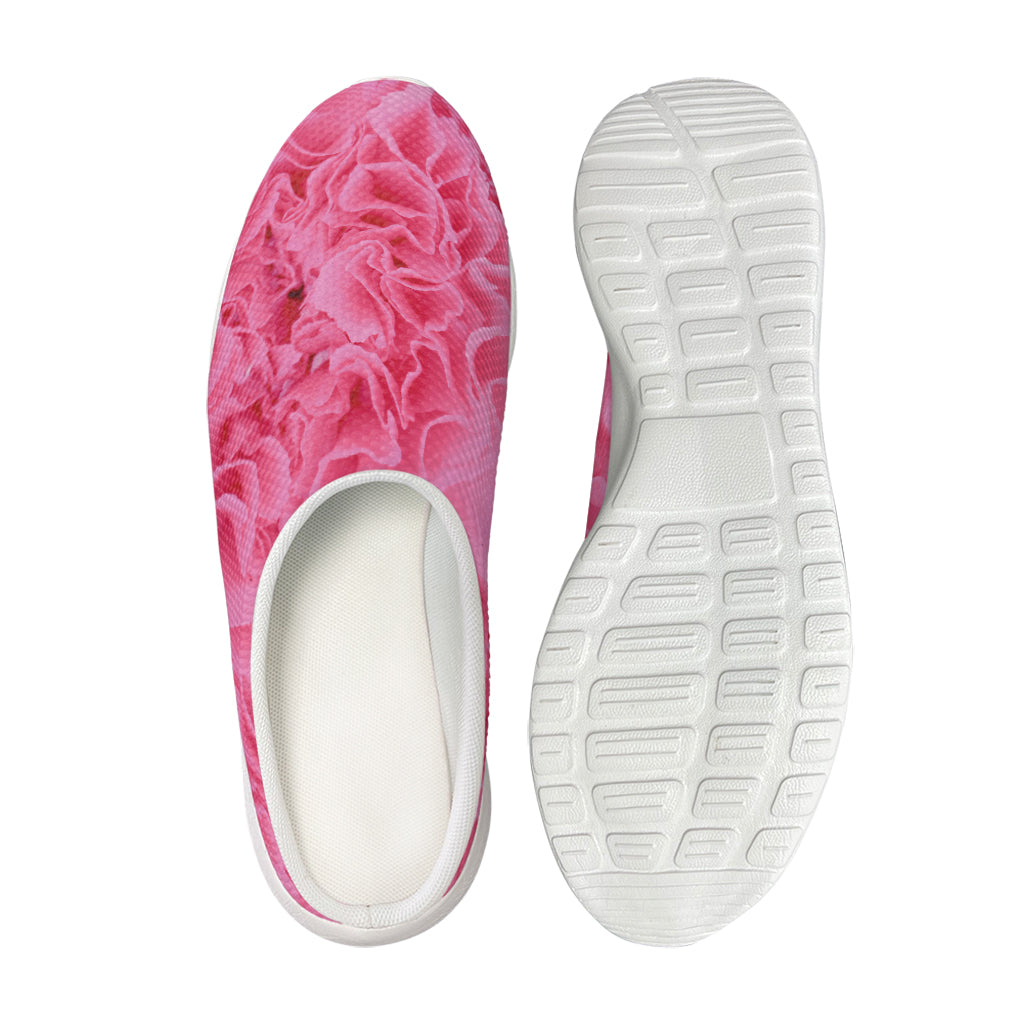 Pink Carnation Flower Print Mesh Casual Shoes