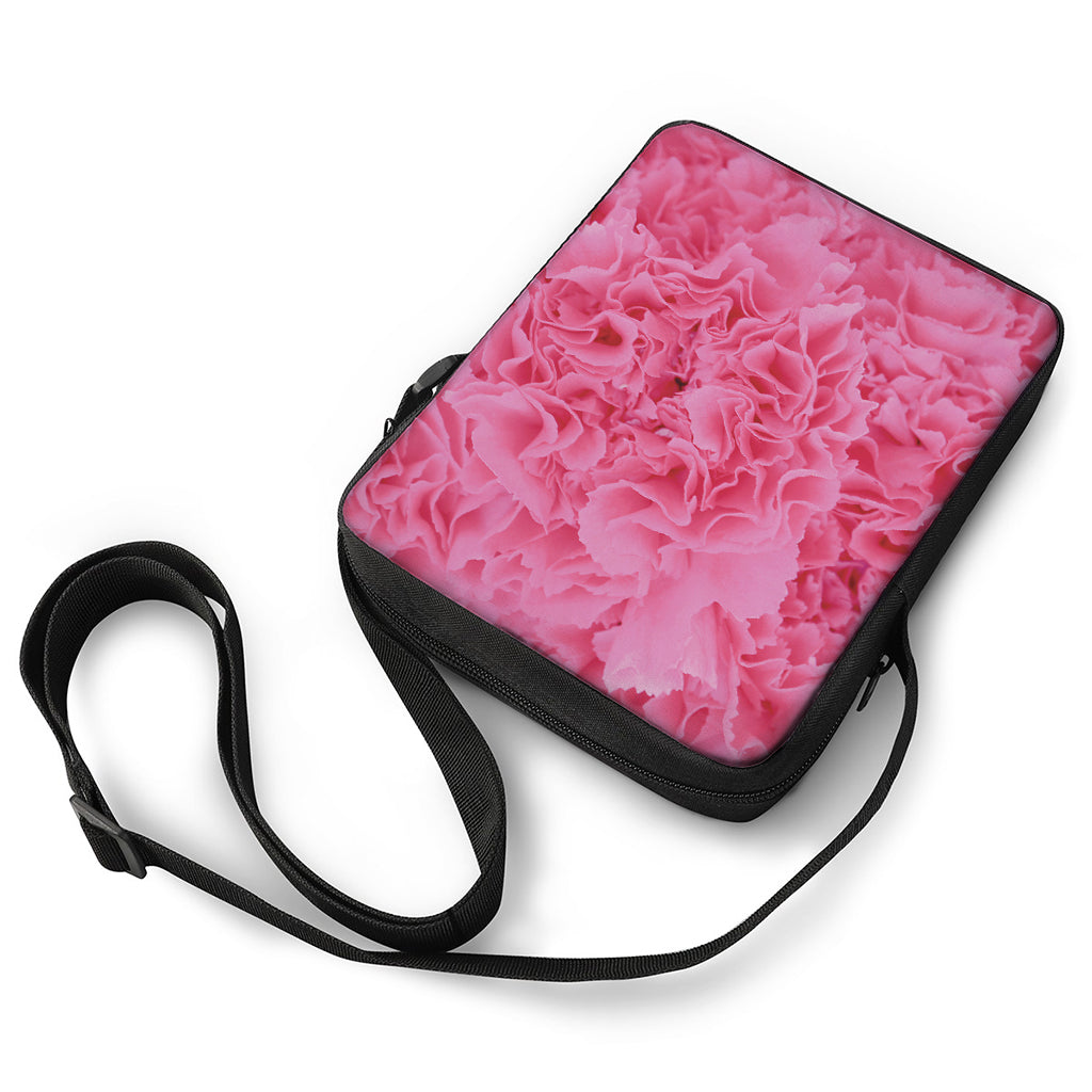 Pink Carnation Flower Print Rectangular Crossbody Bag