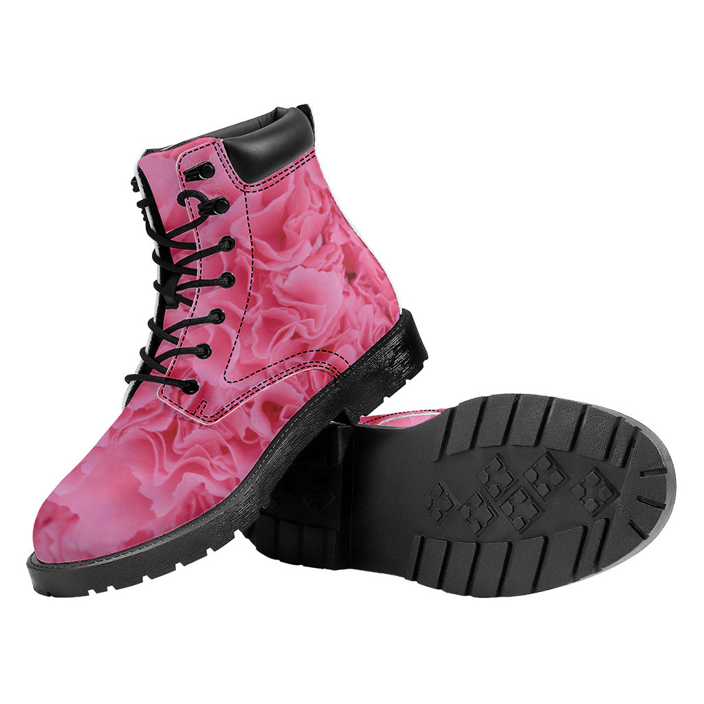 Pink Carnation Flower Print Work Boots