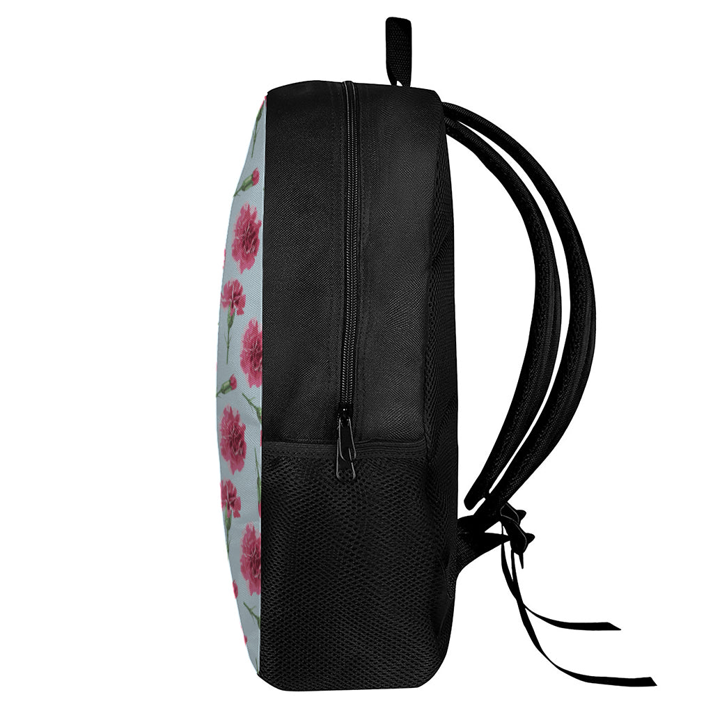 Pink Carnation Pattern Print 17 Inch Backpack