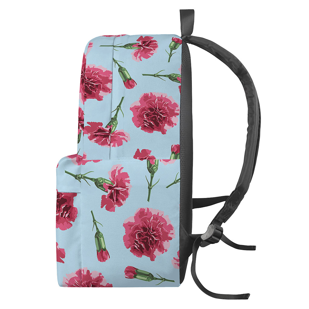 Pink Carnation Pattern Print Backpack