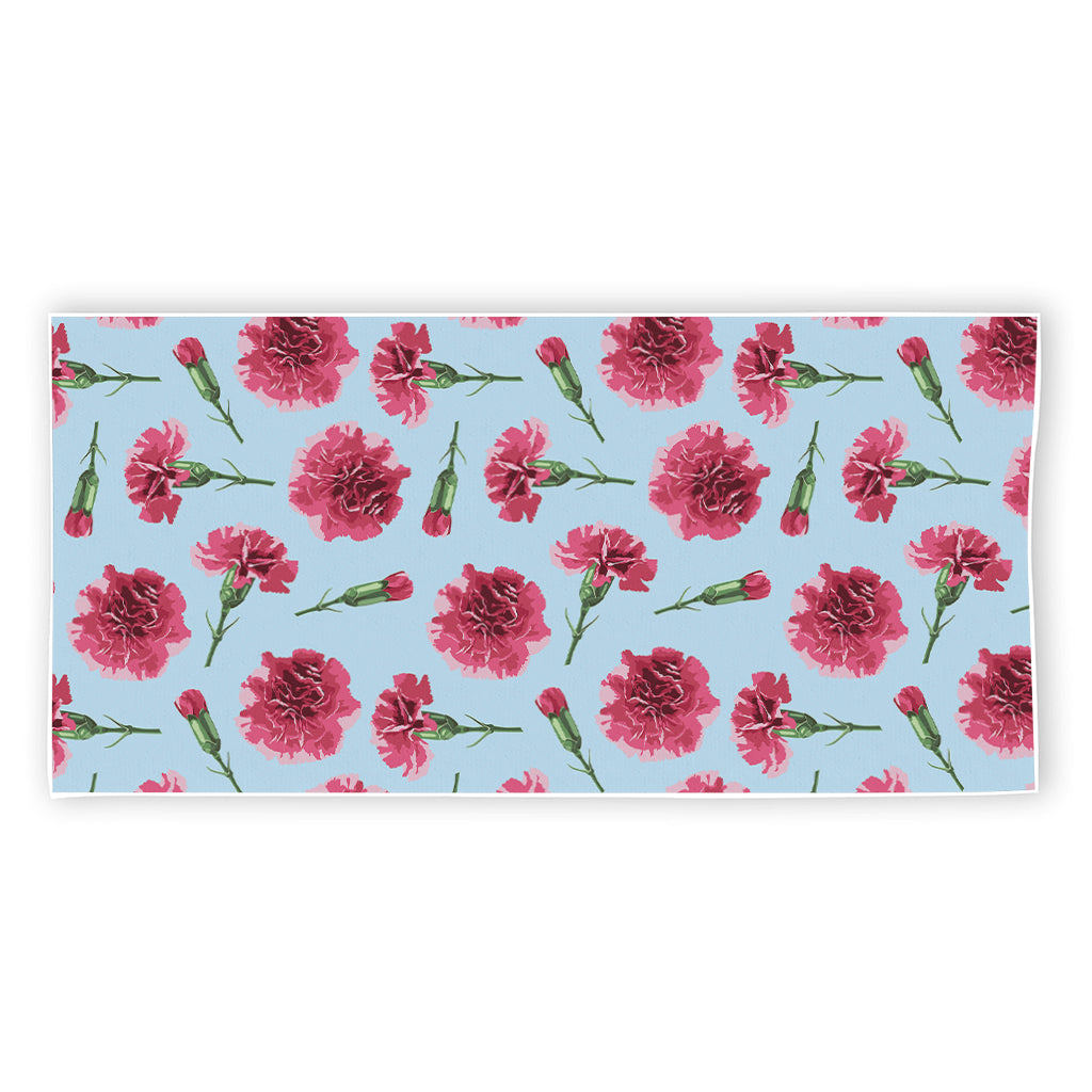 Pink Carnation Pattern Print Beach Towel