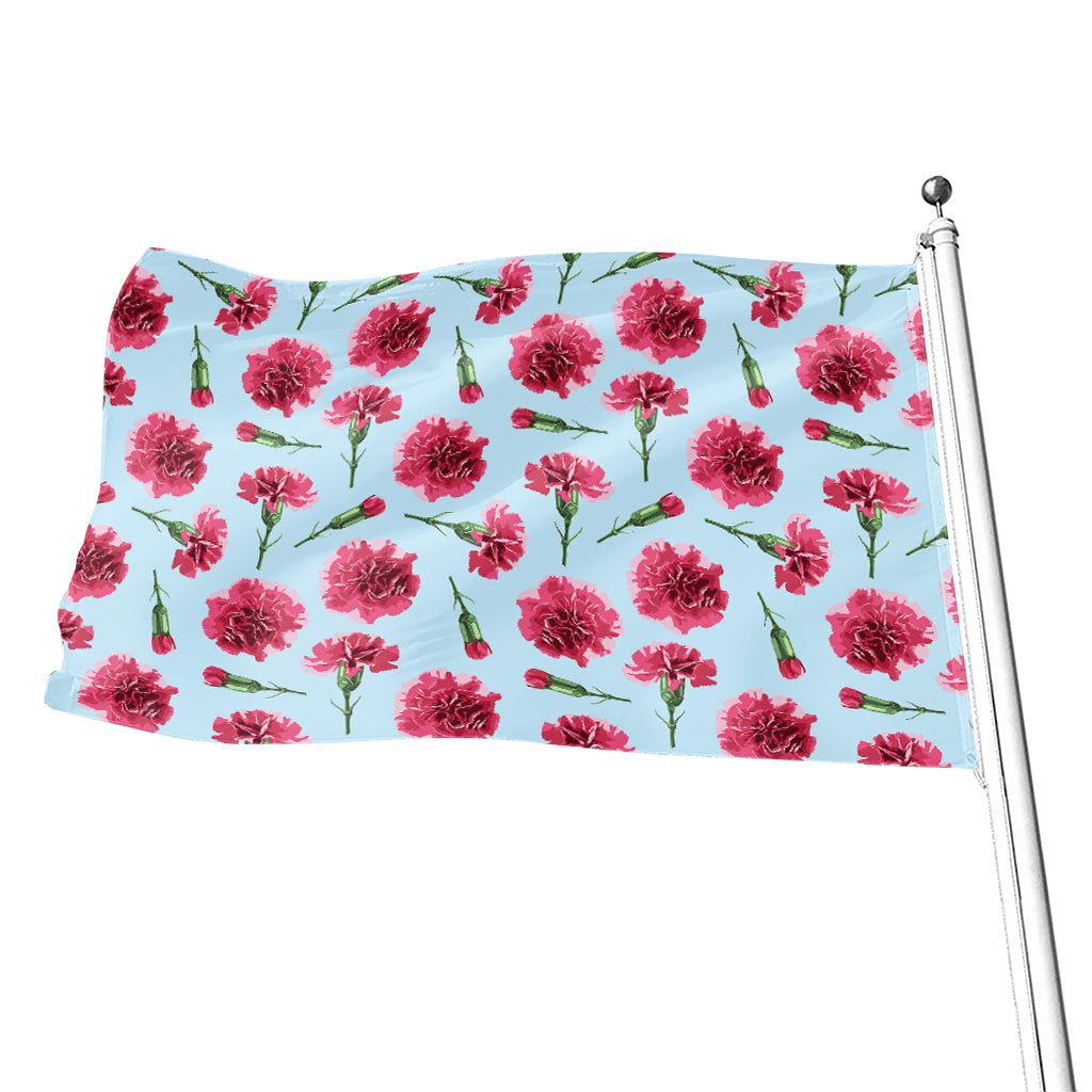 Pink Carnation Pattern Print Flag