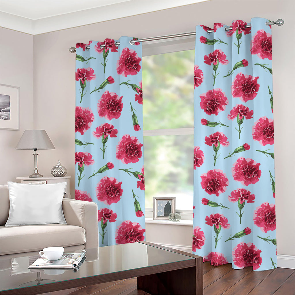 Pink Carnation Pattern Print Grommet Curtains