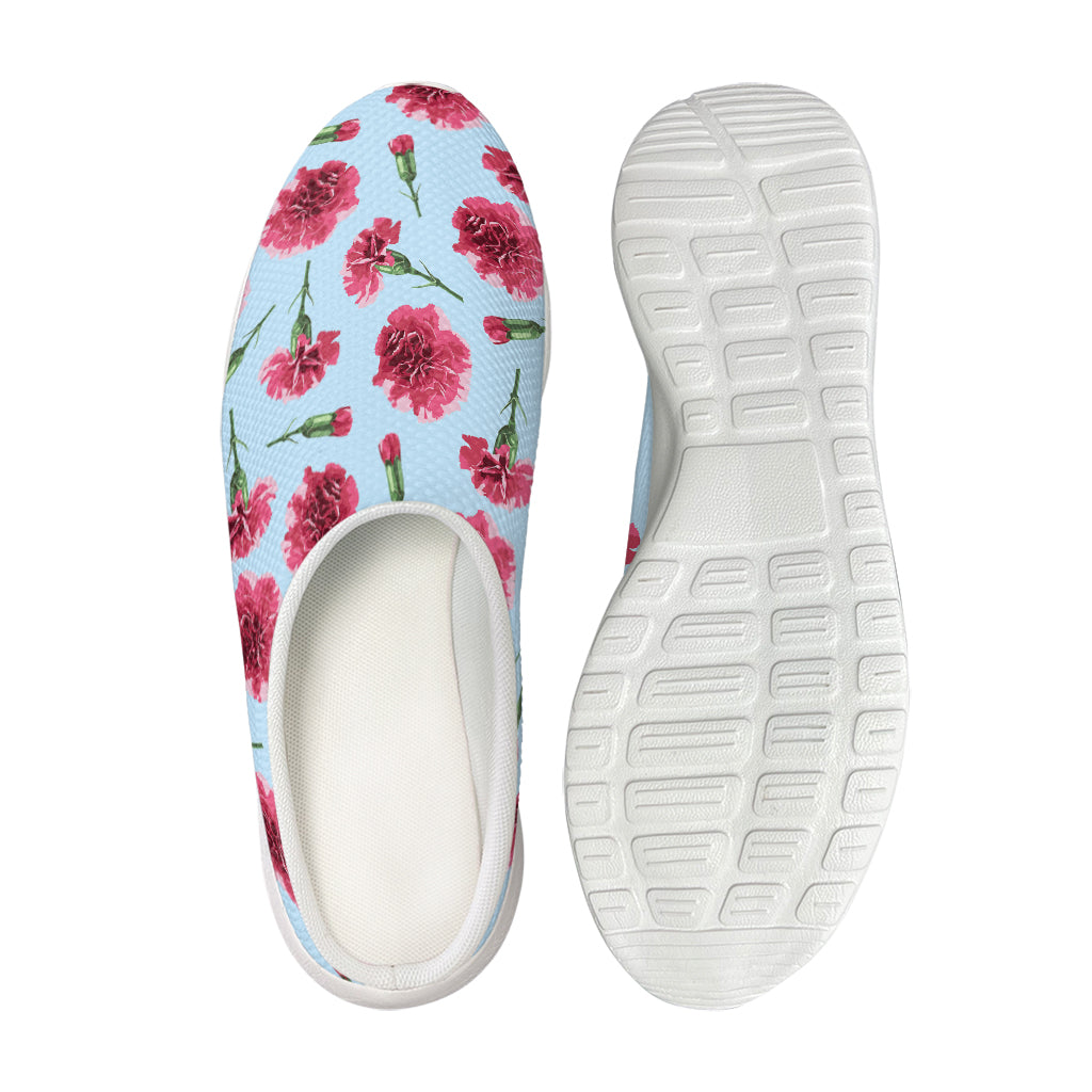 Pink Carnation Pattern Print Mesh Casual Shoes