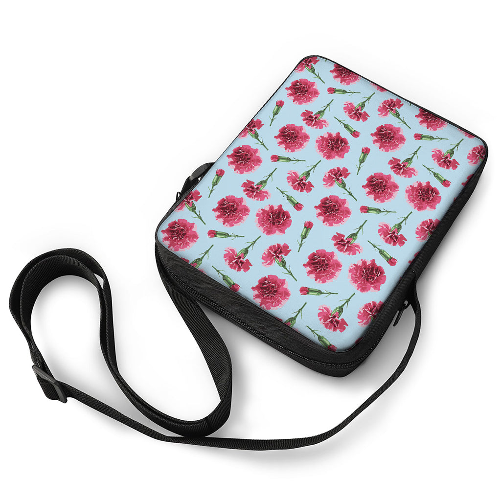 Pink Carnation Pattern Print Rectangular Crossbody Bag