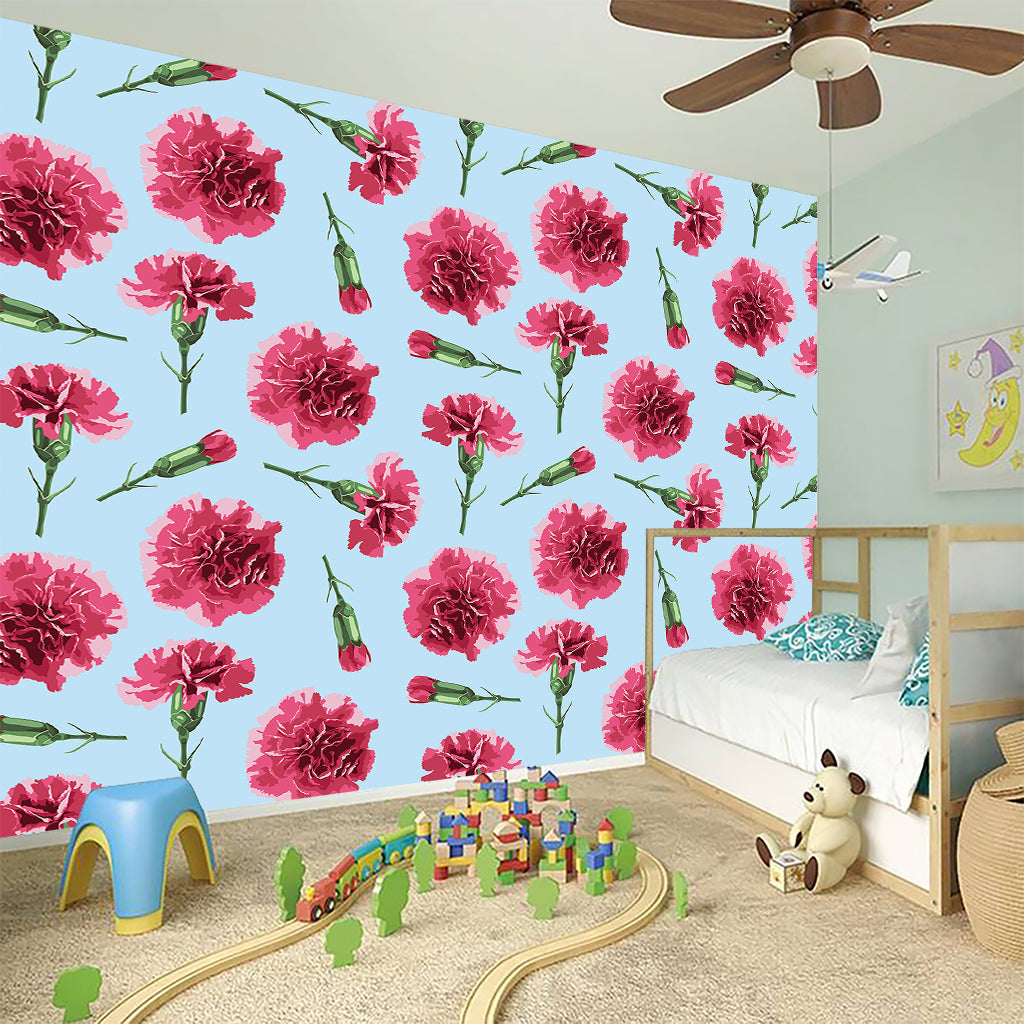 Pink Carnation Pattern Print Wall Sticker