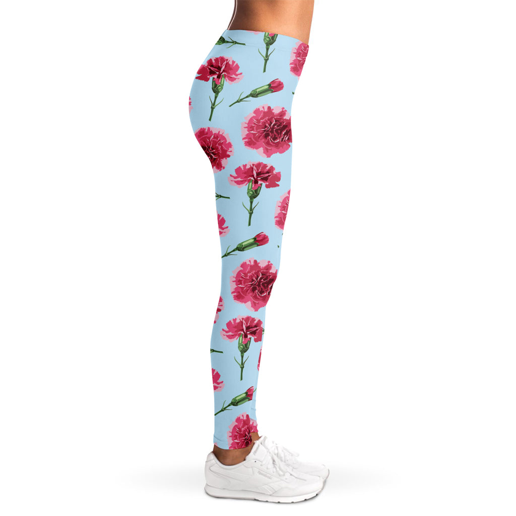 Pink Carnation Pattern Print Women's Leggings