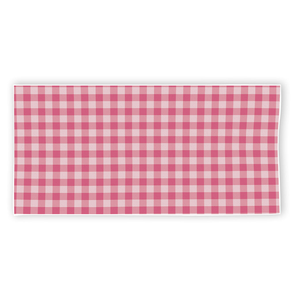 Pink Check Pattern Print Beach Towel