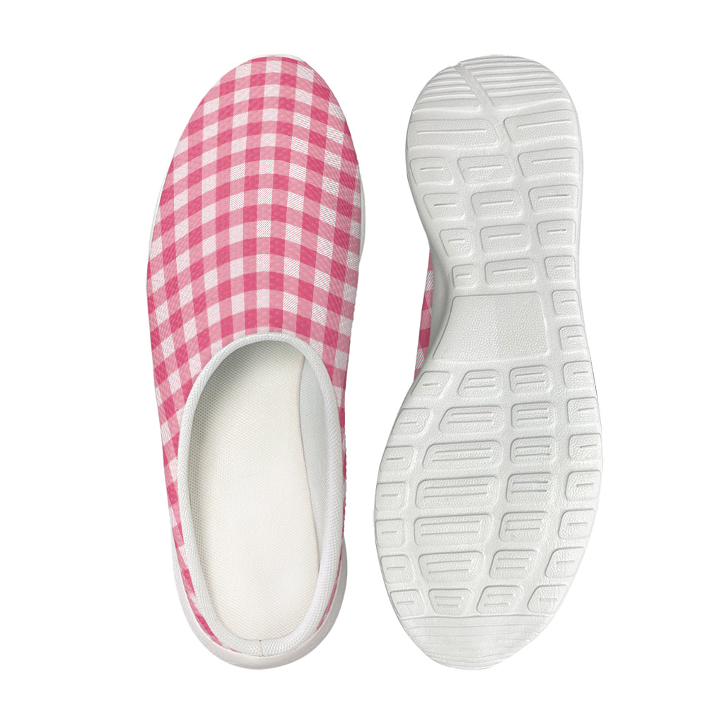 Pink Check Pattern Print Mesh Casual Shoes